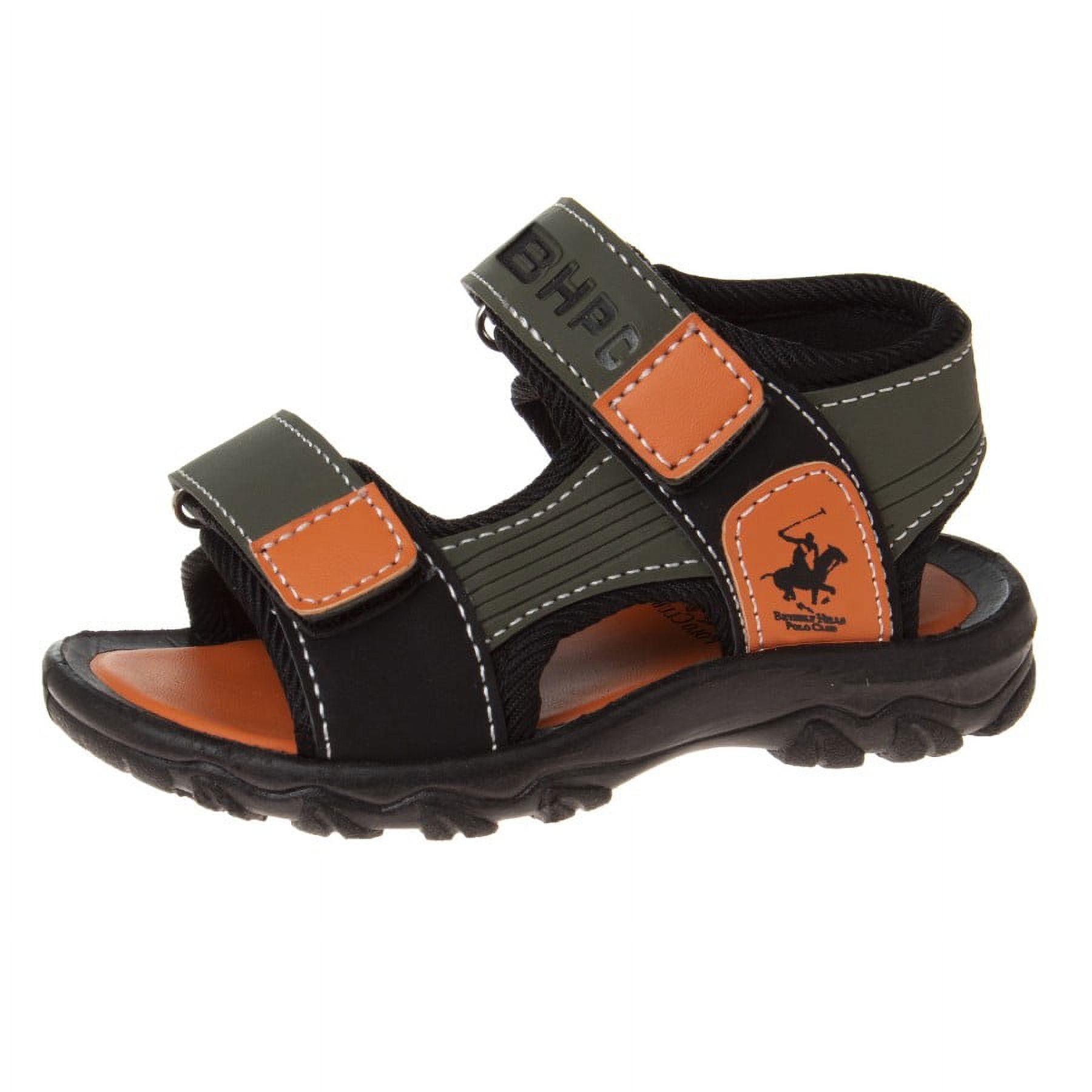 Beverly Hills Polo Club Boys Sport Sandals (Toddler Sizes) - Olive/Orange, 5